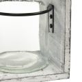 Floristik24 Rustieke glazen containerset in een grijs en witte houten standaard - 27,5x9x11 cm - Veelzijdige opberg- en decoratieve oplossing