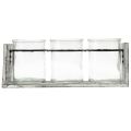 Floristik24 Rustieke glazen containerset in een grijs en witte houten standaard - 27,5x9x11 cm - Veelzijdige opberg- en decoratieve oplossing