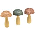 Floristik24 Houten paddenstoelen decoratieve paddenstoelen herfstdecoratie hout assorti 11×7,5cm 3st