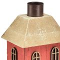 Floristik24 Kaarshouder huis hout rode stokkaarshouder H14,5cm 2st