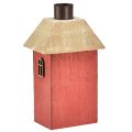 Floristik24 Kaarshouder huis hout rode stokkaarshouder H14,5cm 2st