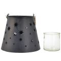 Floristik24 Metalen lantaarn antraciet met sterren – Ø16,5 cm, hoogte 24 cm – stijlvolle decoratie met draaggreep