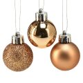 Floristik24 Mini kerstboomballen brons breukvast Ø3cm H3,5cm 14st