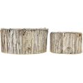 Floristik24 Plantenbak hout ronde schors naturel wit 26/18cm set van 2 stuks