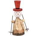 Floristik24 Sneeuwpop van hout decoratief figuur met hoed rood naturel H20,5cm