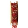 Floristik24 Kanten lint met glitter rood goud decoratief lint stof 25mm 15m