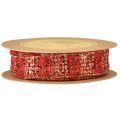 Floristik24 Kanten lint met glitter rood goud decoratief lint stof 25mm 15m