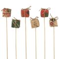 Floristik24 Bloemplug cadeau rood groen beige naturel 3,5cm 12st